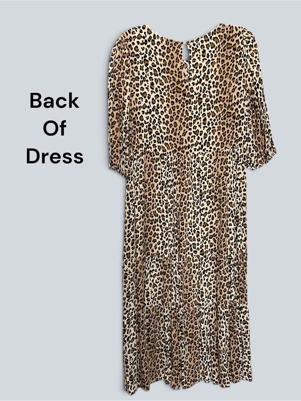 Carly Jean Los Angeles CJLA Rayon LEOPARD Tiered Midi Dress Large L - Picture 4 of 7
